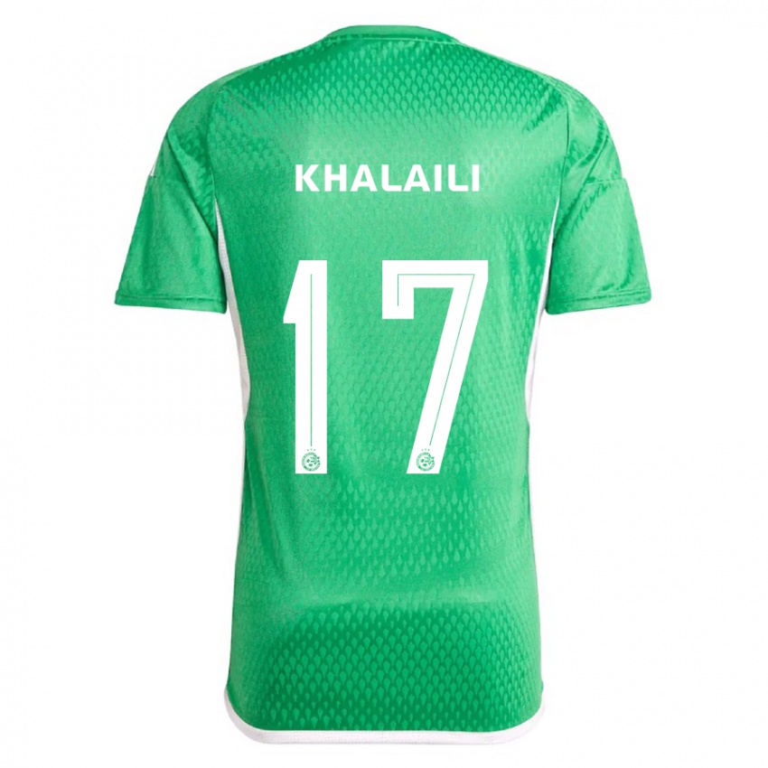 Niño Camiseta Iyad Khalaili #17 Blanco Azul 1ª Equipación 2023/24 La Camisa Perú