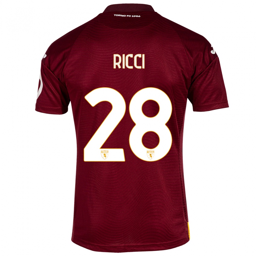 Niño Camiseta Samuele Ricci #28 Rojo Oscuro 1ª Equipación 2023/24 La Camisa Perú