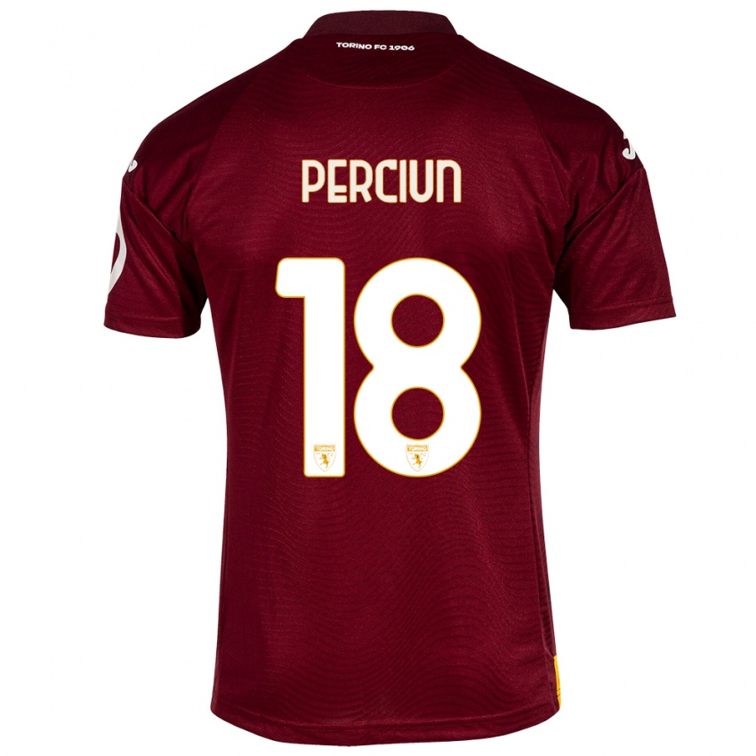 Niño Camiseta Sergiu Perciun #18 Rojo Oscuro 1ª Equipación 2023/24 La Camisa Perú