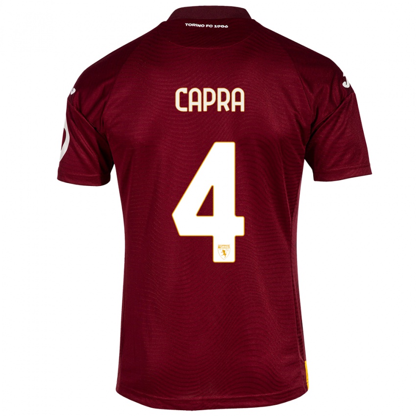 Niño Camiseta Valentina Capra #4 Rojo Oscuro 1ª Equipación 2023/24 La Camisa Perú