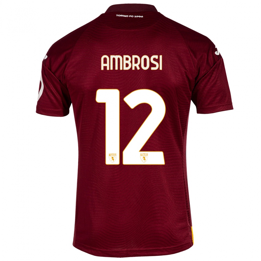 Niño Camiseta Martina Ambrosi #12 Rojo Oscuro 1ª Equipación 2023/24 La Camisa Perú