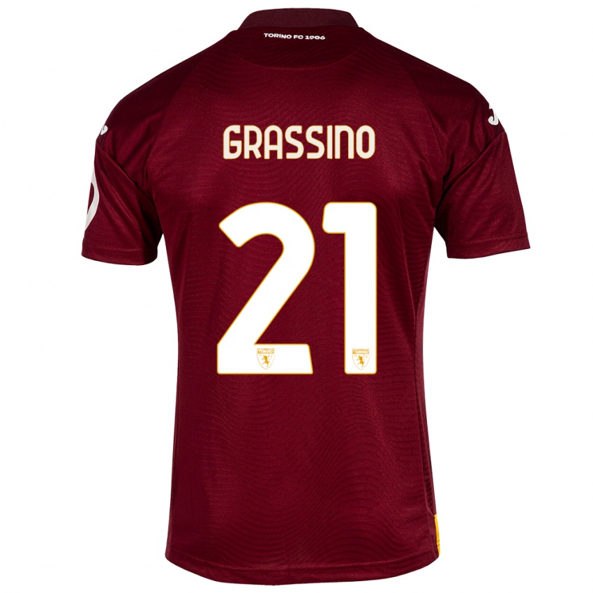 Niño Camiseta Giulia Grassino #21 Rojo Oscuro 1ª Equipación 2023/24 La Camisa Perú