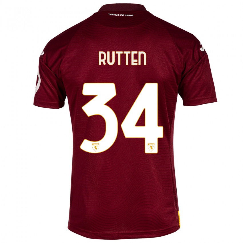 Niño Camiseta Jill Rutten #34 Rojo Oscuro 1ª Equipación 2023/24 La Camisa Perú