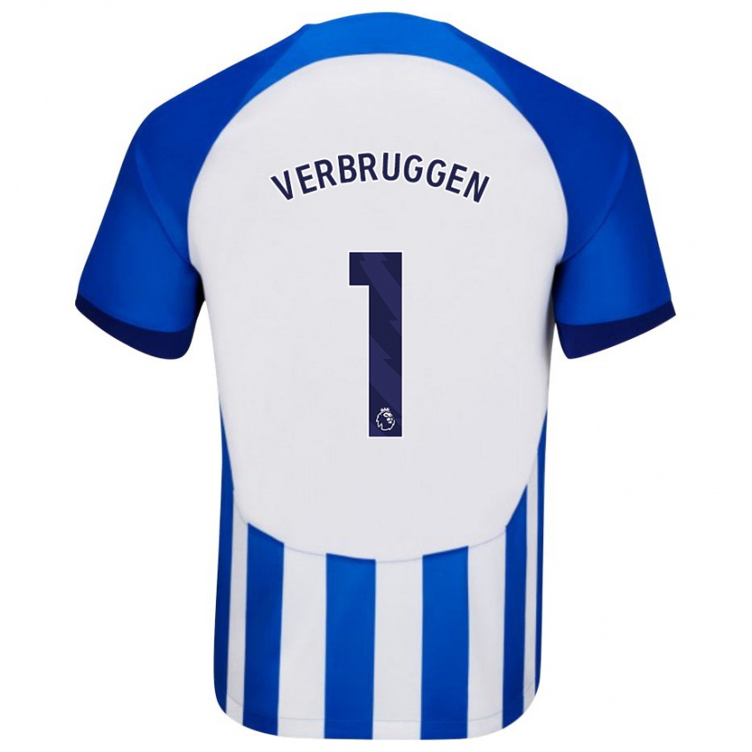 Niño Camiseta Bart Verbruggen #1 Azul 1ª Equipación 2023/24 La Camisa Perú