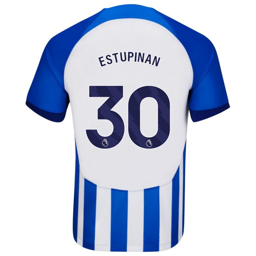 Niño Camiseta Pervis Estupiñán #30 Azul 1ª Equipación 2023/24 La Camisa Perú