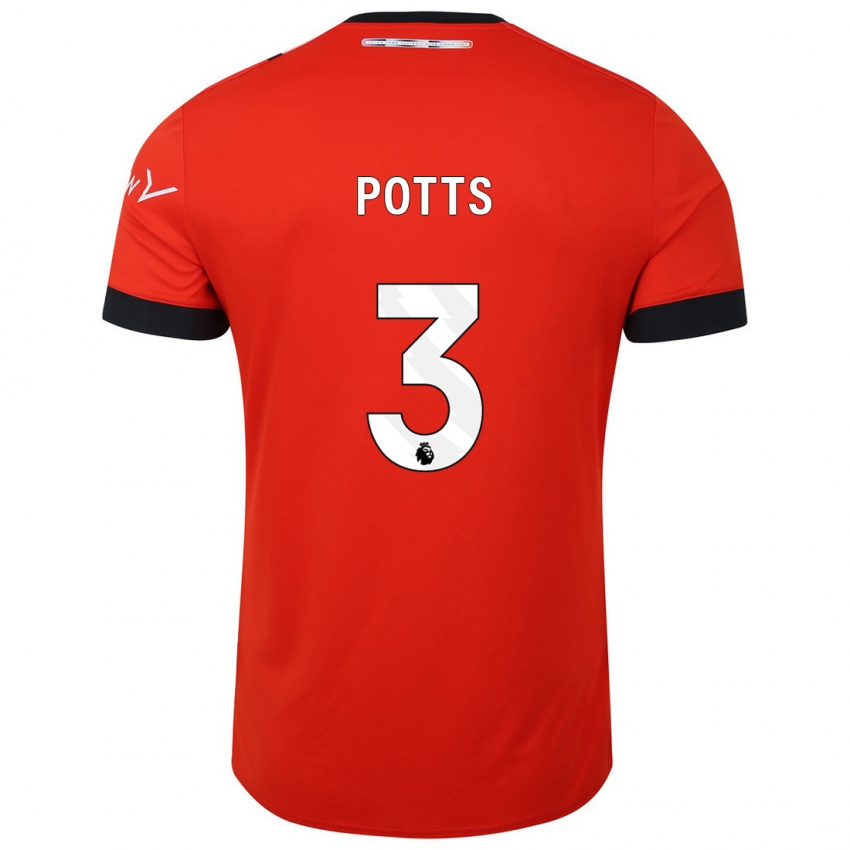 Niño Camiseta Dan Potts #3 Rojo 1ª Equipación 2023/24 La Camisa Perú