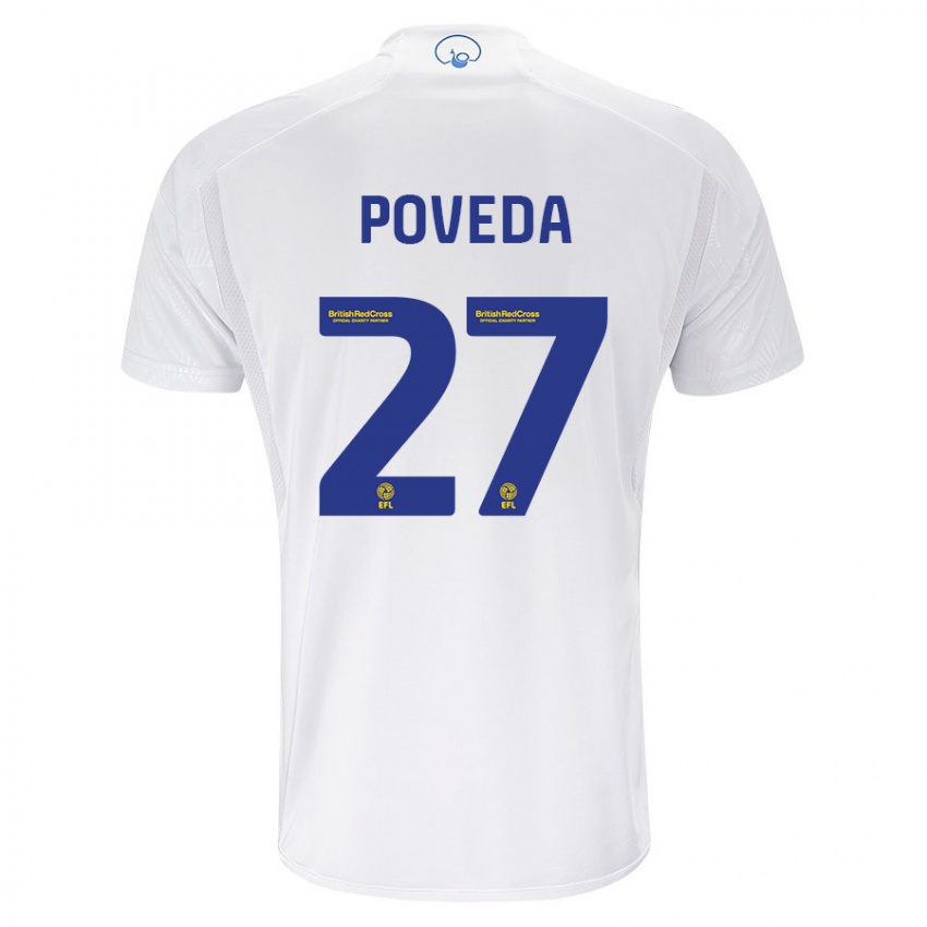 Niño Camiseta Ian Poveda #27 Blanco 1ª Equipación 2023/24 La Camisa Perú