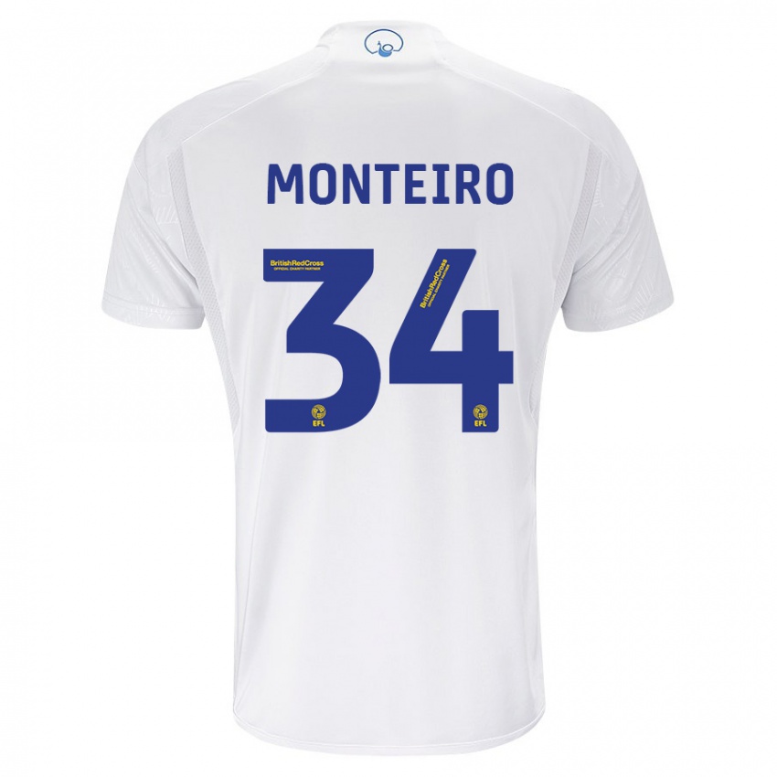 Niño Camiseta Diogo Monteiro #34 Blanco 1ª Equipación 2023/24 La Camisa Perú