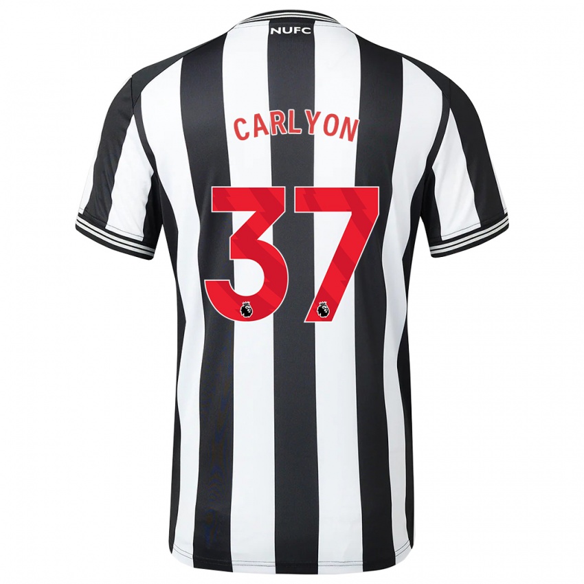 Niño Camiseta Nathan Carlyon #37 Blanco Negro 1ª Equipación 2023/24 La Camisa Perú