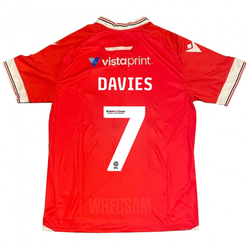 Niño Camiseta Jordan Davies #7 Rojo 1ª Equipación 2023/24 La Camisa Perú