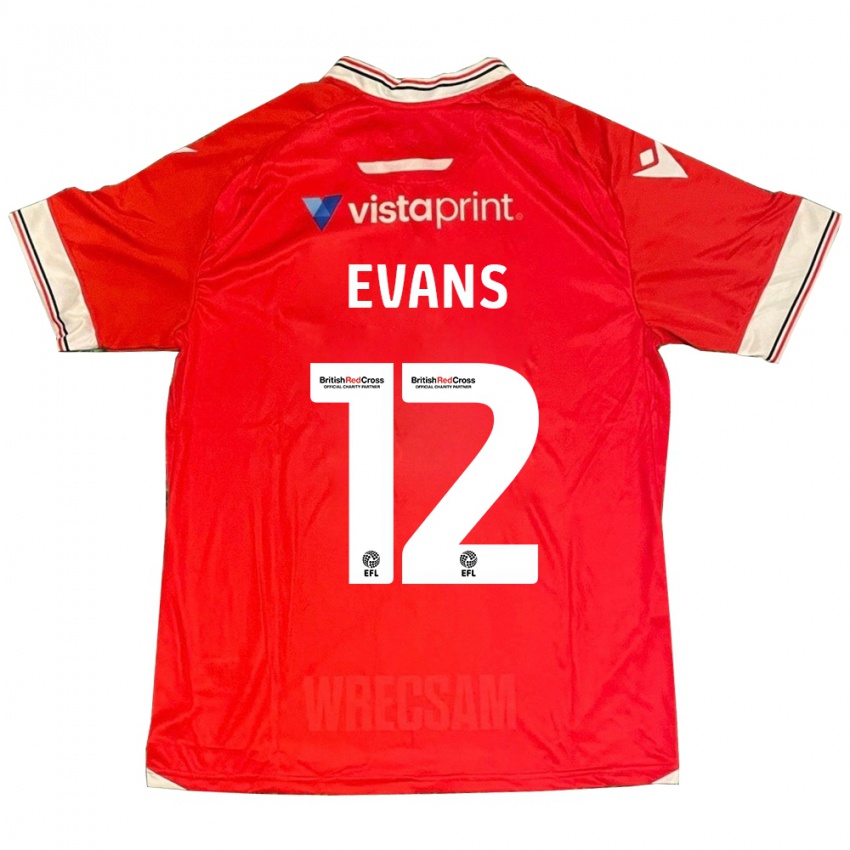 Niño Camiseta George Evans #12 Rojo 1ª Equipación 2023/24 La Camisa Perú