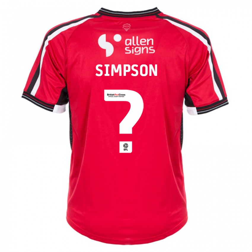 Niño Camiseta John Simpson #0 Rojo 1ª Equipación 2023/24 La Camisa Perú