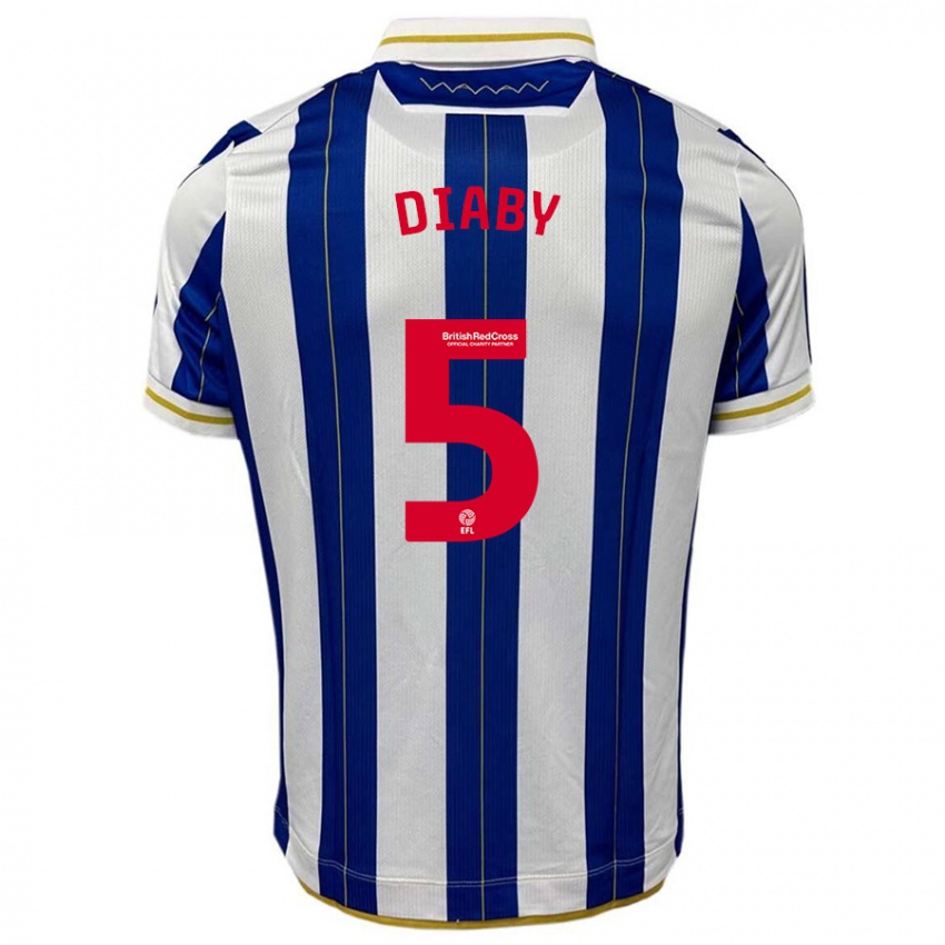 Niño Camiseta Bambo Diaby #5 Azul Blanco 1ª Equipación 2023/24 La Camisa Perú