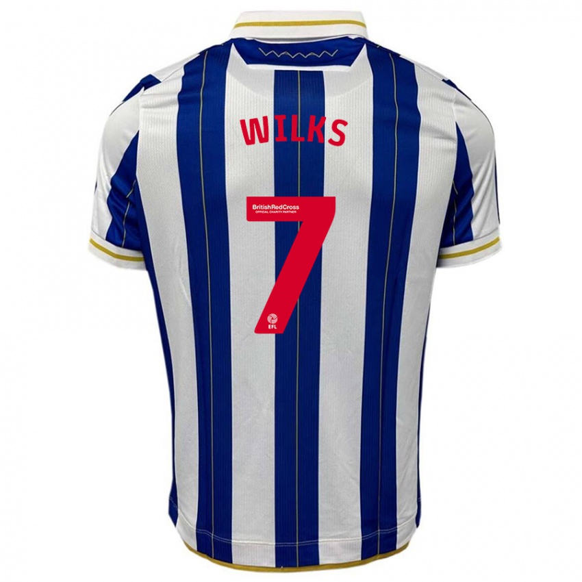 Niño Camiseta Mallik Wilks #7 Azul Blanco 1ª Equipación 2023/24 La Camisa Perú