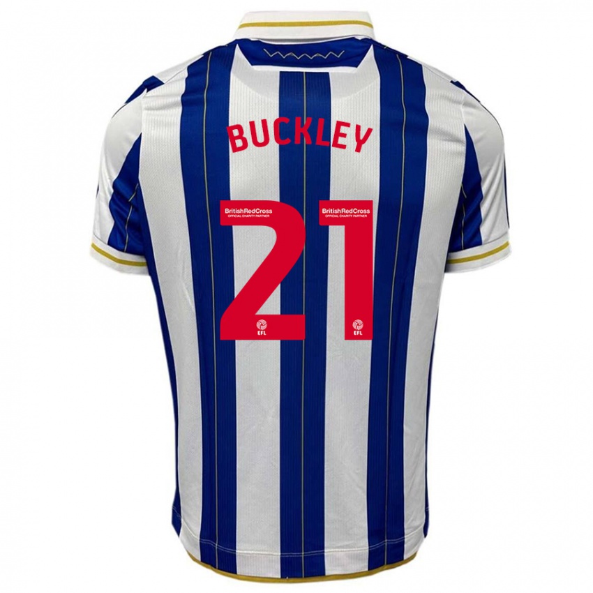 Niño Camiseta John Buckley #21 Azul Blanco 1ª Equipación 2023/24 La Camisa Perú