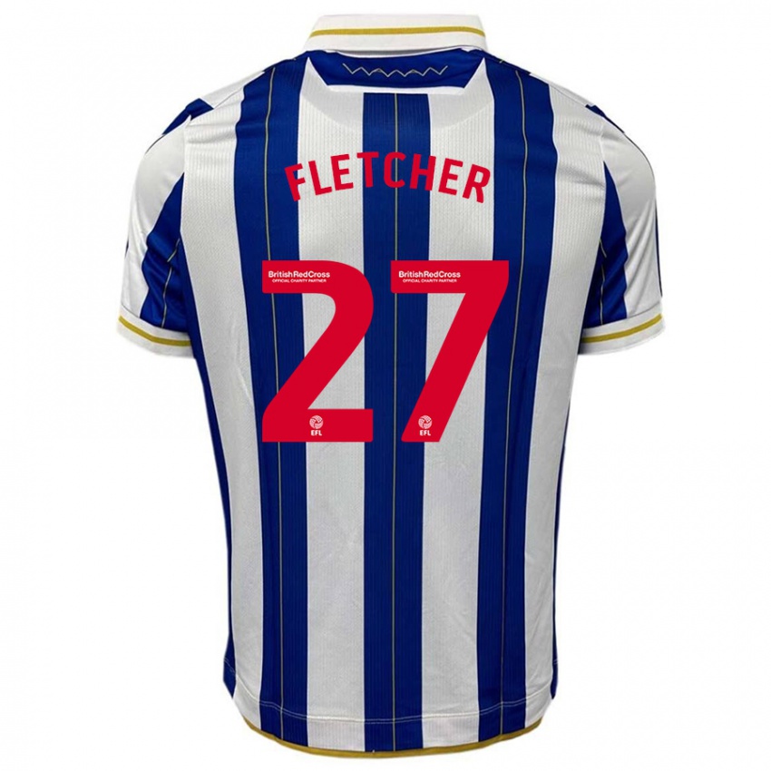 Niño Camiseta Ashley Fletcher #27 Azul Blanco 1ª Equipación 2023/24 La Camisa Perú