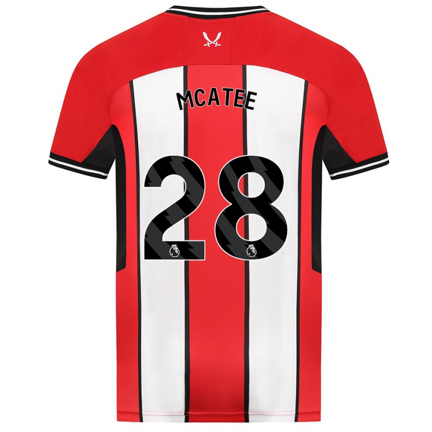 Niño Camiseta James Mcatee #28 Rojo 1ª Equipación 2023/24 La Camisa Perú
