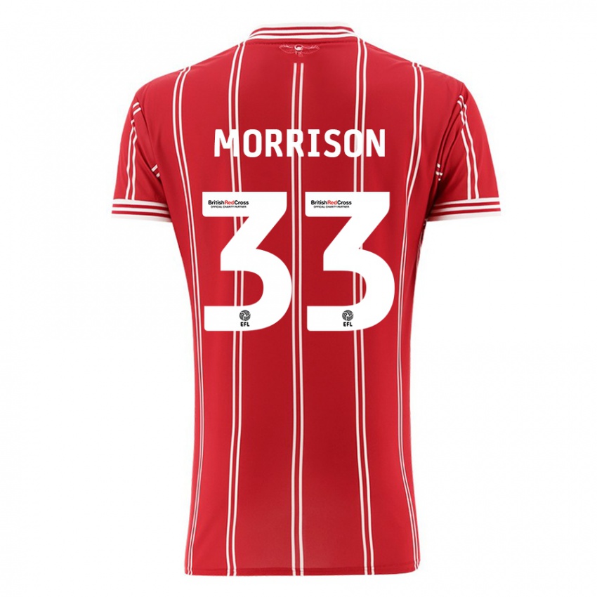 Niño Camiseta Elijah Morrison #33 Rojo 1ª Equipación 2023/24 La Camisa Perú