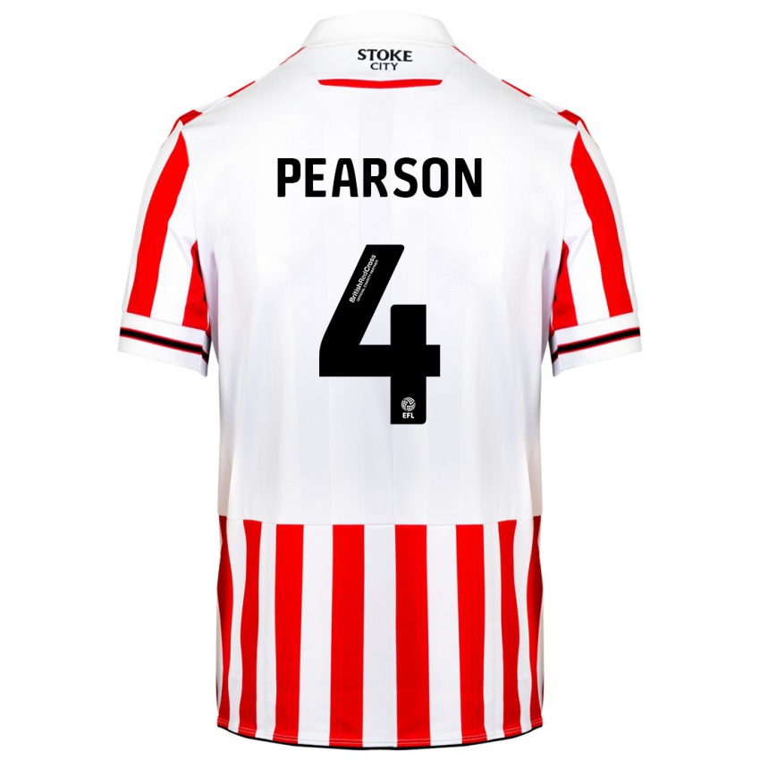 Niño Camiseta Ben Pearson #4 Rojo Blanco 1ª Equipación 2023/24 La Camisa Perú