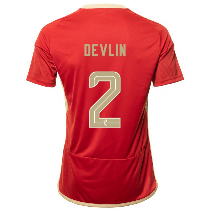 Niño Camiseta Nicky Devlin #2 Rojo 1ª Equipación 2023/24 La Camisa Perú