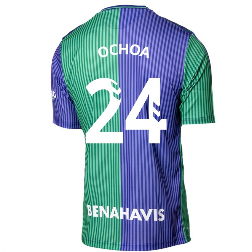 Niño Camiseta Aarón Ochoa #24 Verde Azul 2ª Equipación 2023/24 La Camisa Perú