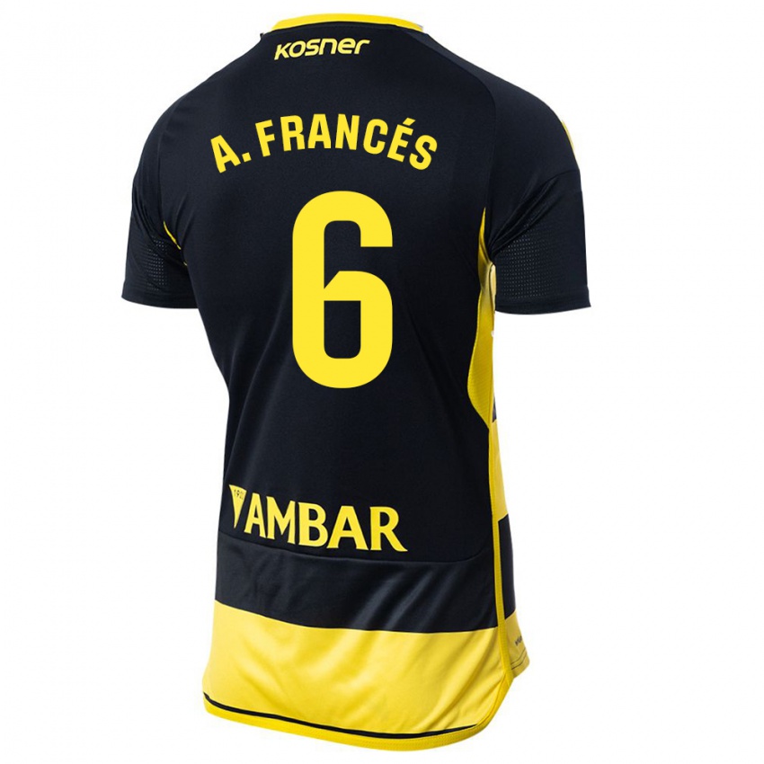 Niño Camiseta Alejandro Francés #6 Negro Amarillo 2ª Equipación 2023/24 La Camisa Perú