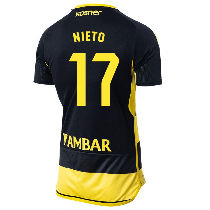 Niño Camiseta Carlos Nieto #17 Negro Amarillo 2ª Equipación 2023/24 La Camisa Perú