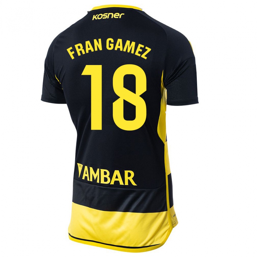 Niño Camiseta Fran Gámez #18 Negro Amarillo 2ª Equipación 2023/24 La Camisa Perú