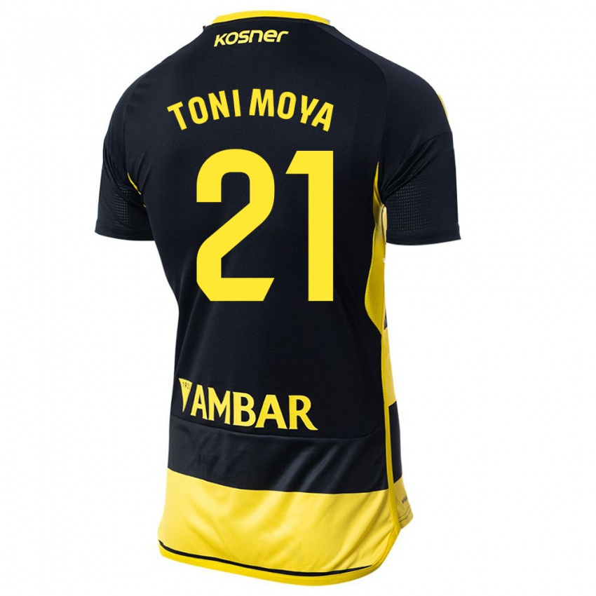 Niño Camiseta Toni Moya #21 Negro Amarillo 2ª Equipación 2023/24 La Camisa Perú