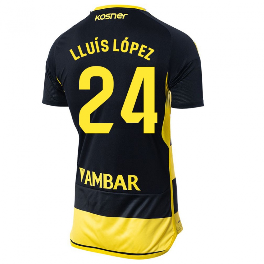 Niño Camiseta Lluís López #24 Negro Amarillo 2ª Equipación 2023/24 La Camisa Perú