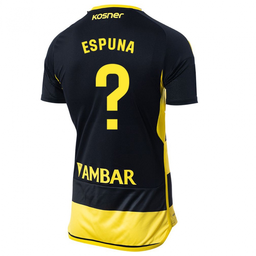 Niño Camiseta Nico Espuña #0 Negro Amarillo 2ª Equipación 2023/24 La Camisa Perú