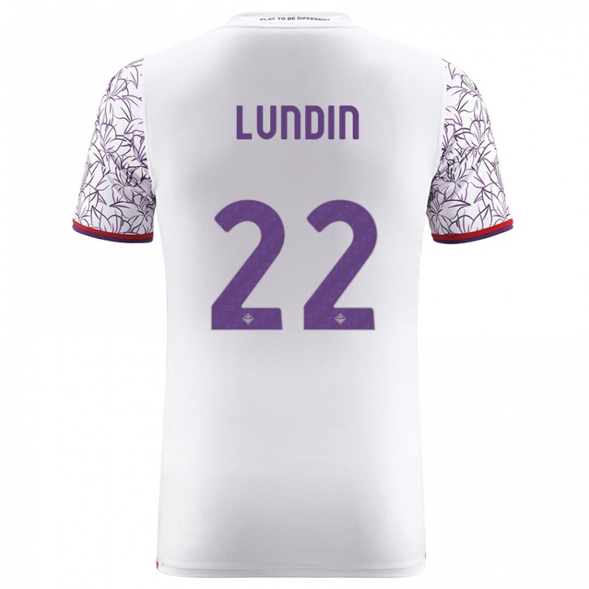 Niño Camiseta Karin Lundin #22 Blanco 2ª Equipación 2023/24 La Camisa Perú