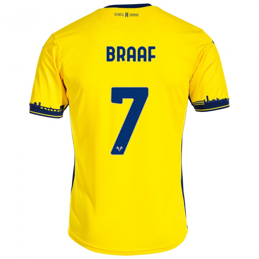 Niño Camiseta Jayden Braaf #7 Amarillo 2ª Equipación 2023/24 La Camisa Perú