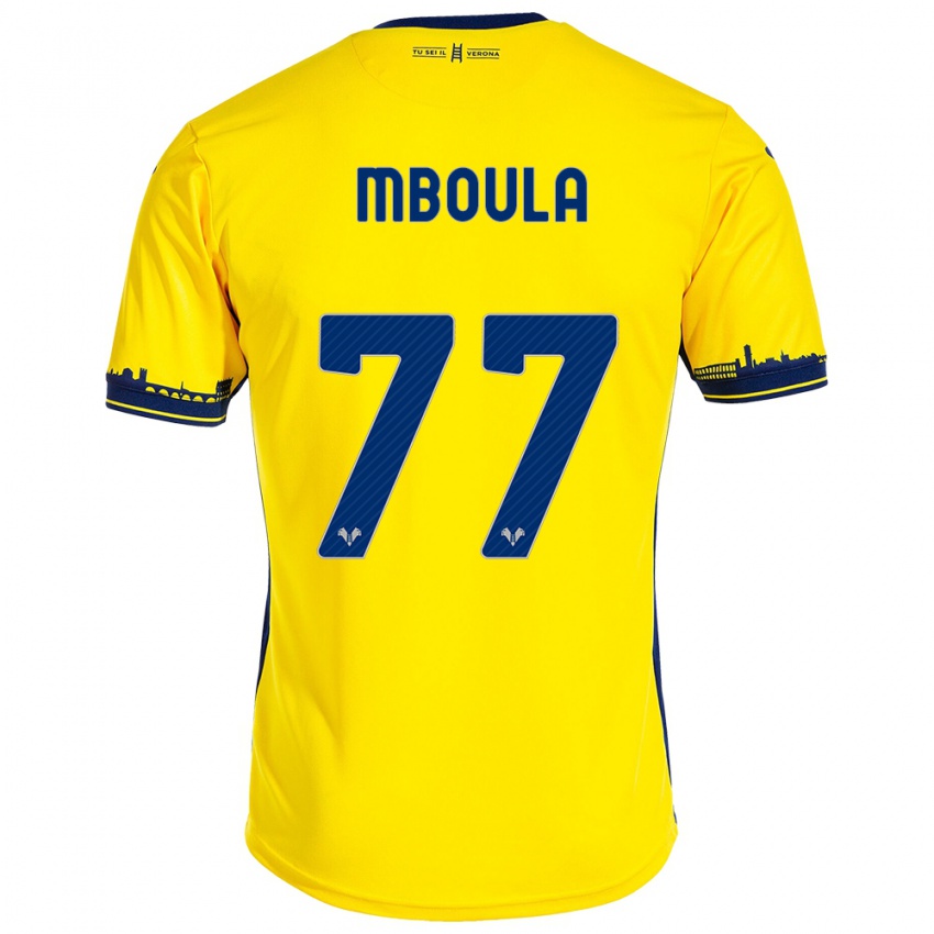 Niño Camiseta Jordi Mboula #77 Amarillo 2ª Equipación 2023/24 La Camisa Perú