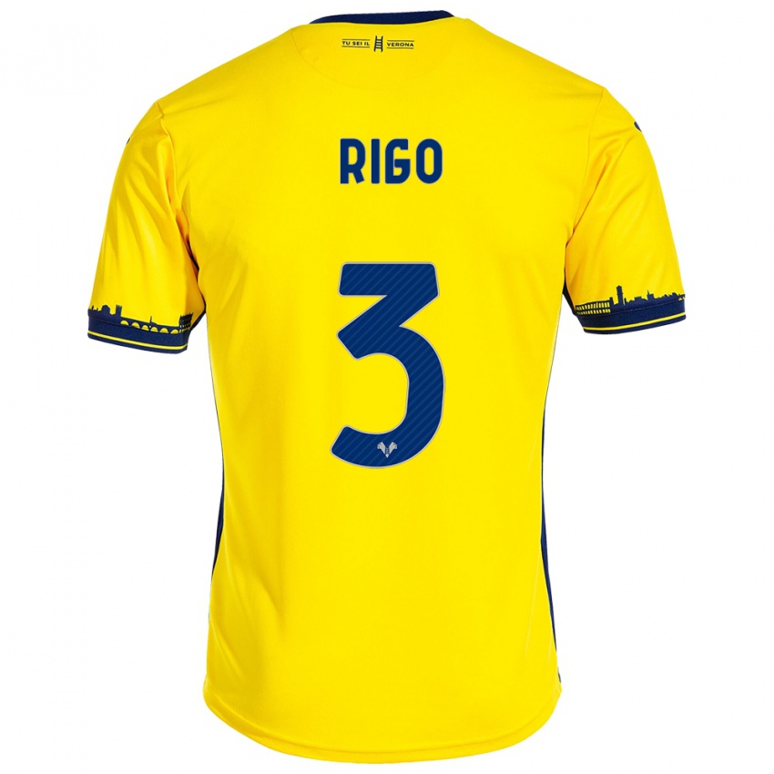 Niño Camiseta Mattia Rigo #3 Amarillo 2ª Equipación 2023/24 La Camisa Perú