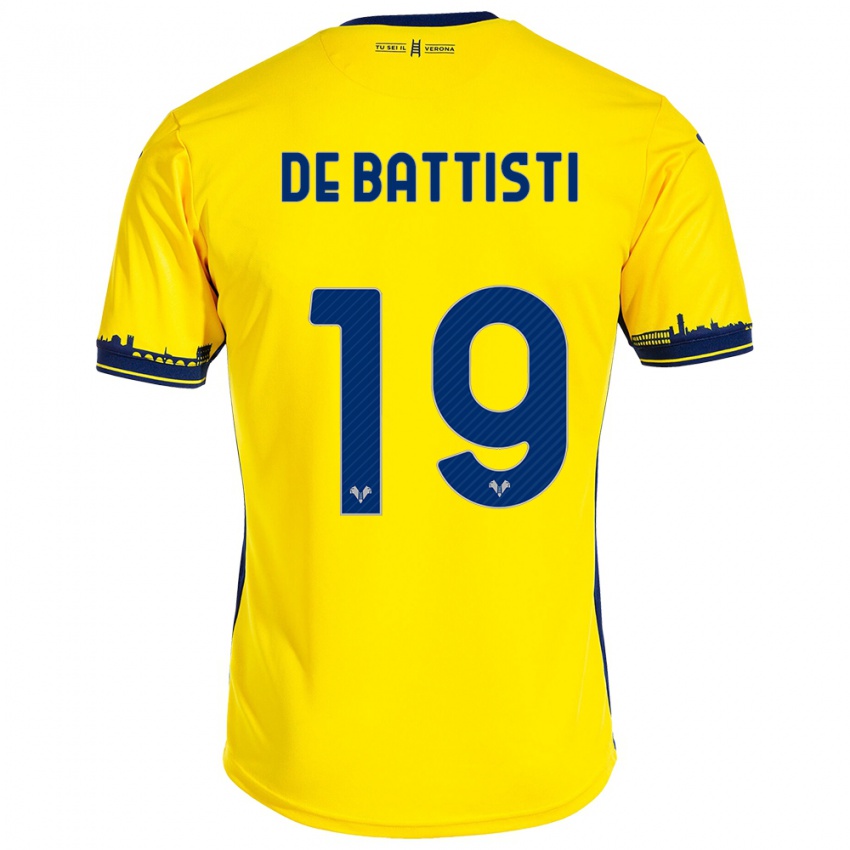 Niño Camiseta Davide De Battisti #19 Amarillo 2ª Equipación 2023/24 La Camisa Perú