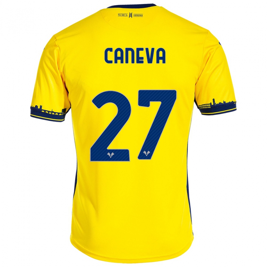 Niño Camiseta Elia Caneva #27 Amarillo 2ª Equipación 2023/24 La Camisa Perú