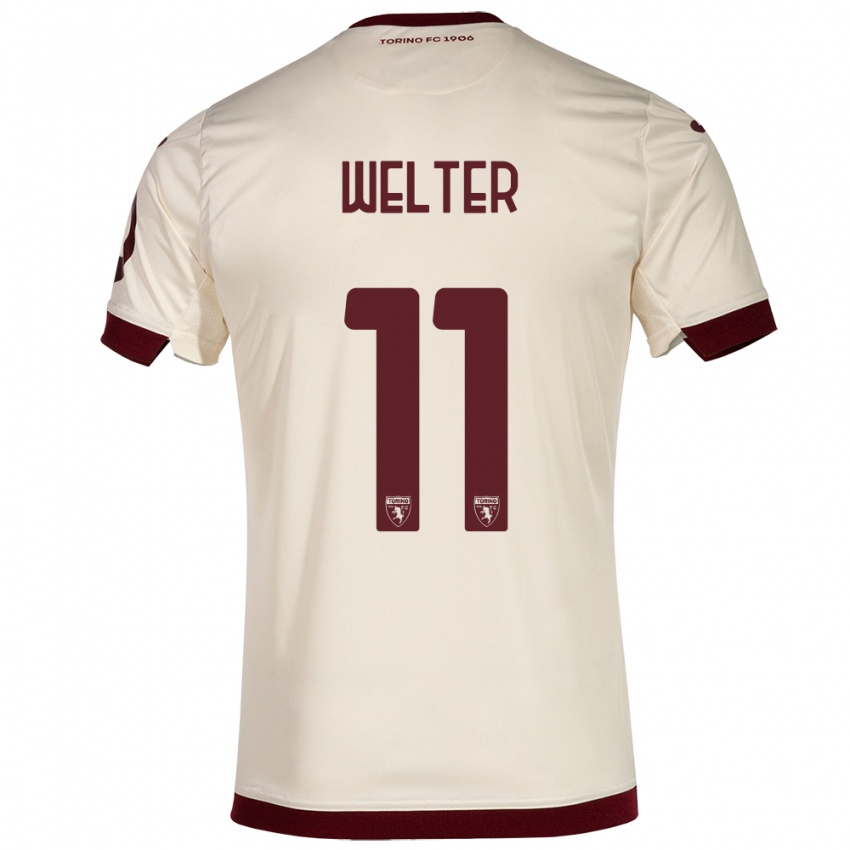 Niño Camiseta Francesca Welter #11 Champán 2ª Equipación 2023/24 La Camisa Perú