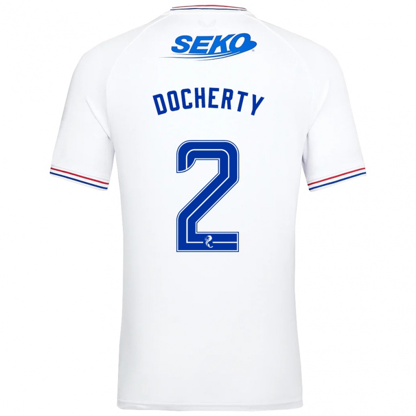 Niño Camiseta Nicola Docherty #2 Blanco 2ª Equipación 2023/24 La Camisa Perú