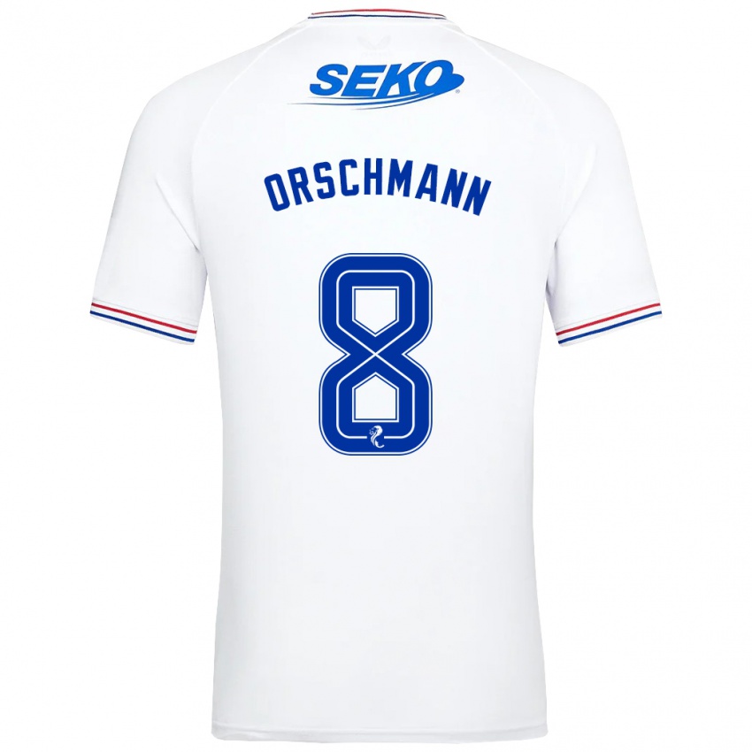 Niño Camiseta Dina Orschmann #8 Blanco 2ª Equipación 2023/24 La Camisa Perú