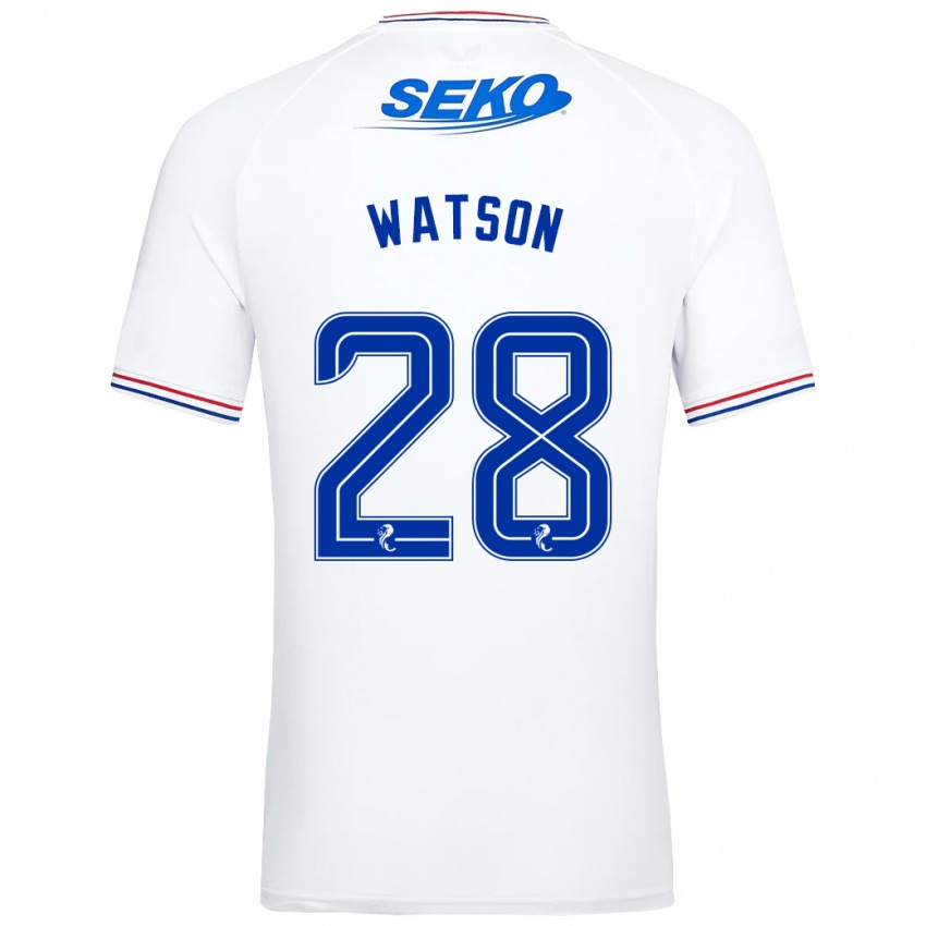 Niño Camiseta Emma Watson #28 Blanco 2ª Equipación 2023/24 La Camisa Perú