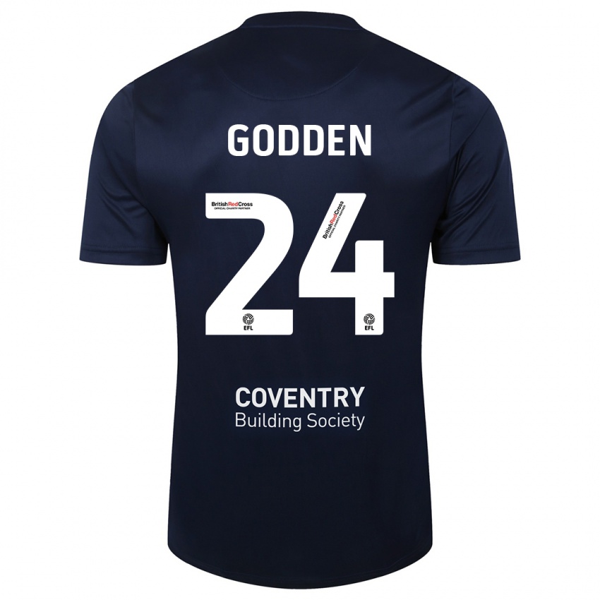 Niño Camiseta Matt Godden #24 Rojo Azul Marino 2ª Equipación 2023/24 La Camisa Perú