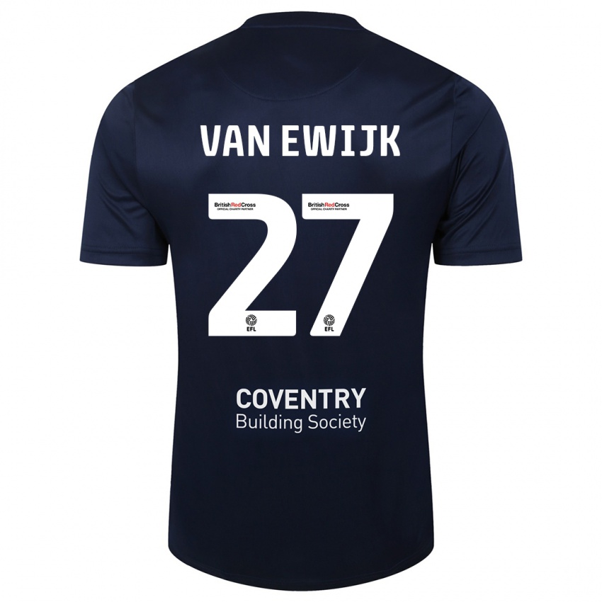 Niño Camiseta Milan Van Ewijk #27 Rojo Azul Marino 2ª Equipación 2023/24 La Camisa Perú