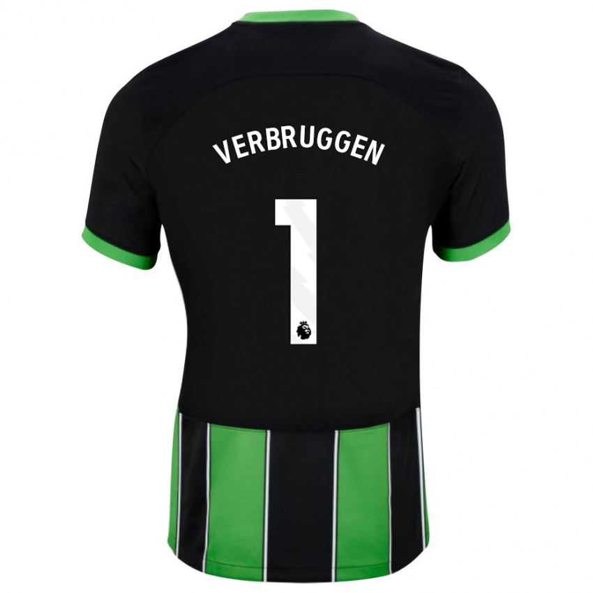 Niño Camiseta Bart Verbruggen #1 Verde Negro 2ª Equipación 2023/24 La Camisa Perú