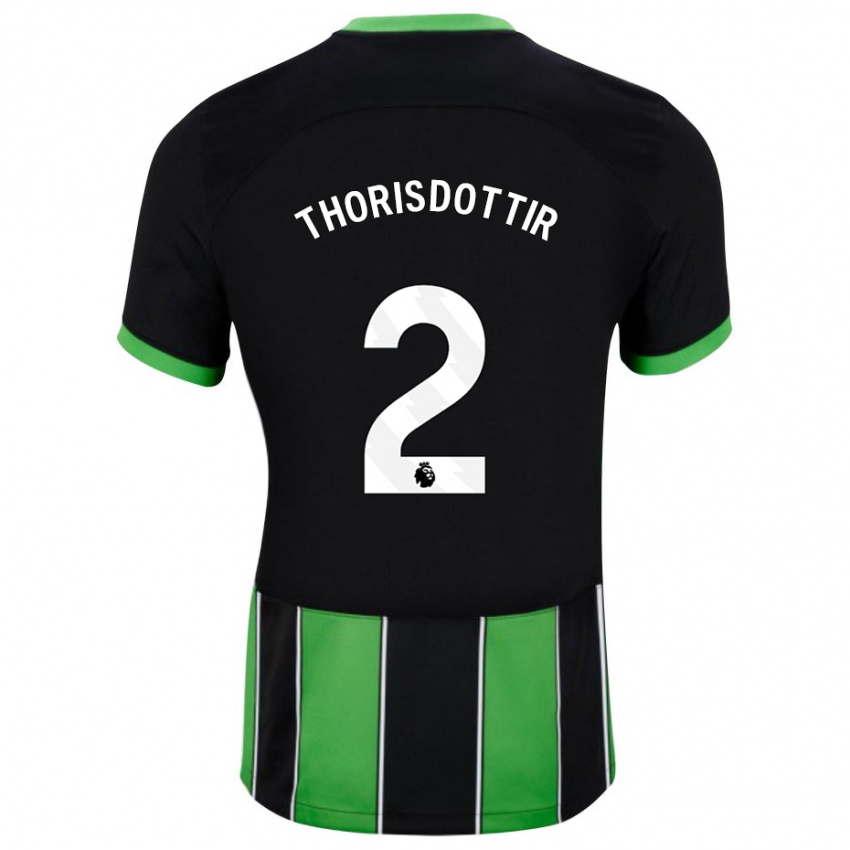 Niño Camiseta Maria Thorisdottir #2 Verde Negro 2ª Equipación 2023/24 La Camisa Perú