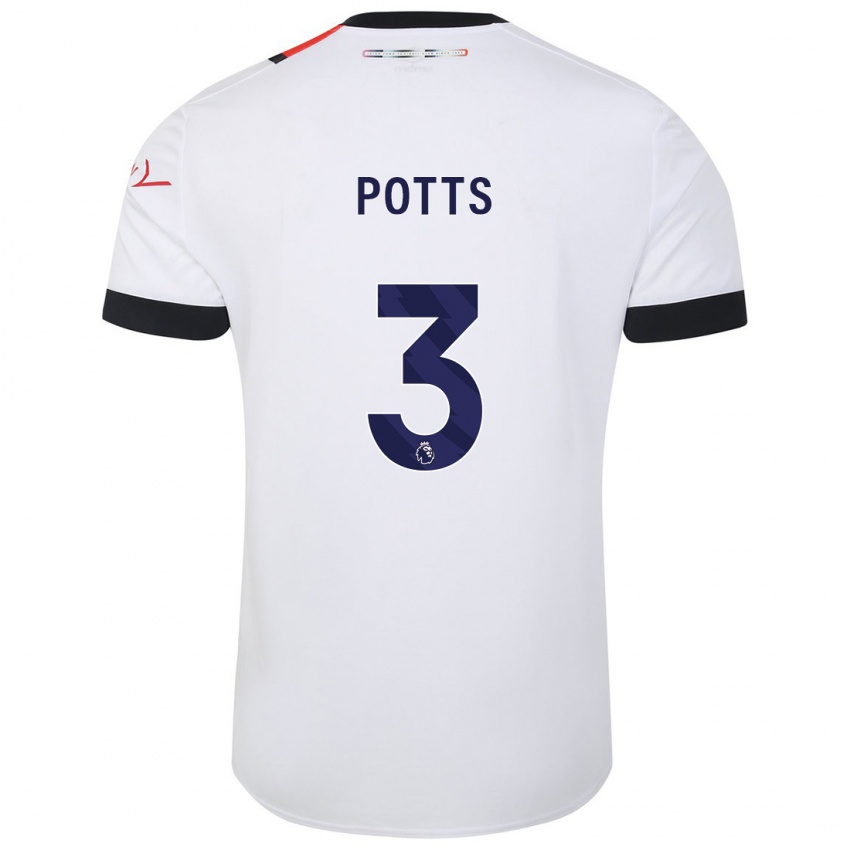 Niño Camiseta Dan Potts #3 Blanco 2ª Equipación 2023/24 La Camisa Perú