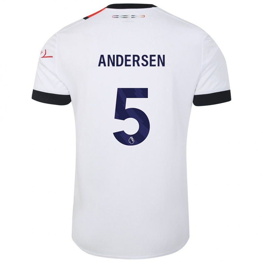 Niño Camiseta Mads Andersen #5 Blanco 2ª Equipación 2023/24 La Camisa Perú