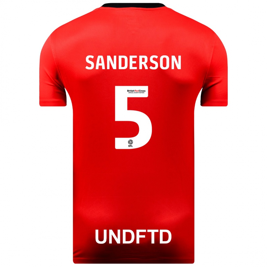 Niño Camiseta Dion Sanderson #5 Rojo 2ª Equipación 2023/24 La Camisa Perú