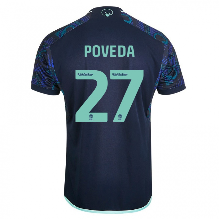 Niño Camiseta Ian Poveda #27 Azul 2ª Equipación 2023/24 La Camisa Perú