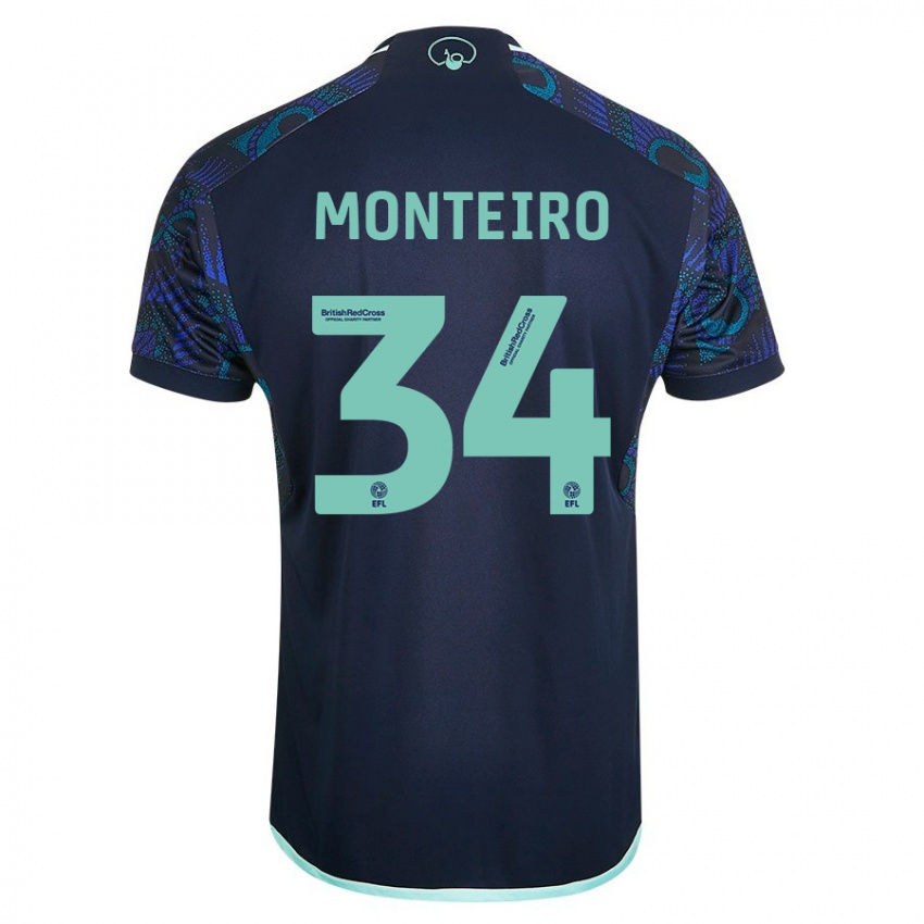 Niño Camiseta Diogo Monteiro #34 Azul 2ª Equipación 2023/24 La Camisa Perú